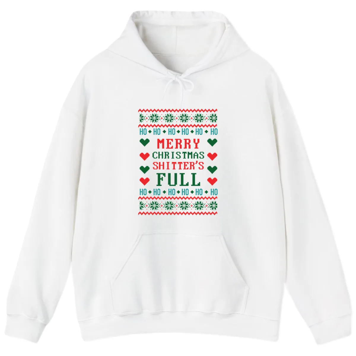 Merry Christmas Shitter's Full Ugly Sweater Hoodie in White