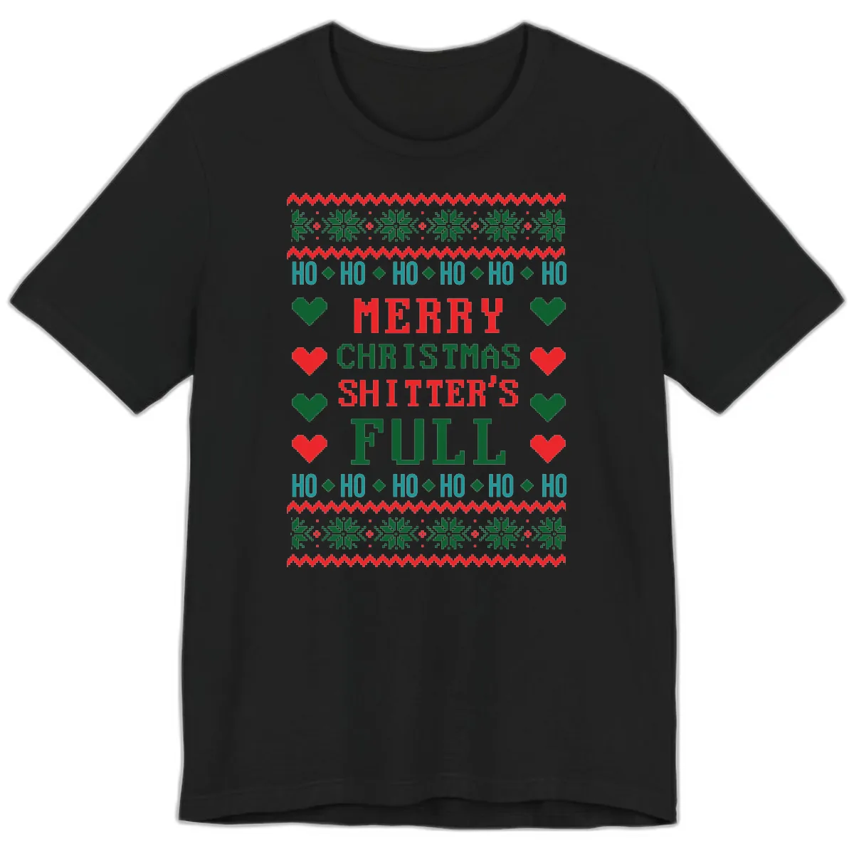 Merry Christmas Shitter's Full Ugly Sweater Premium T-Shirt in Black