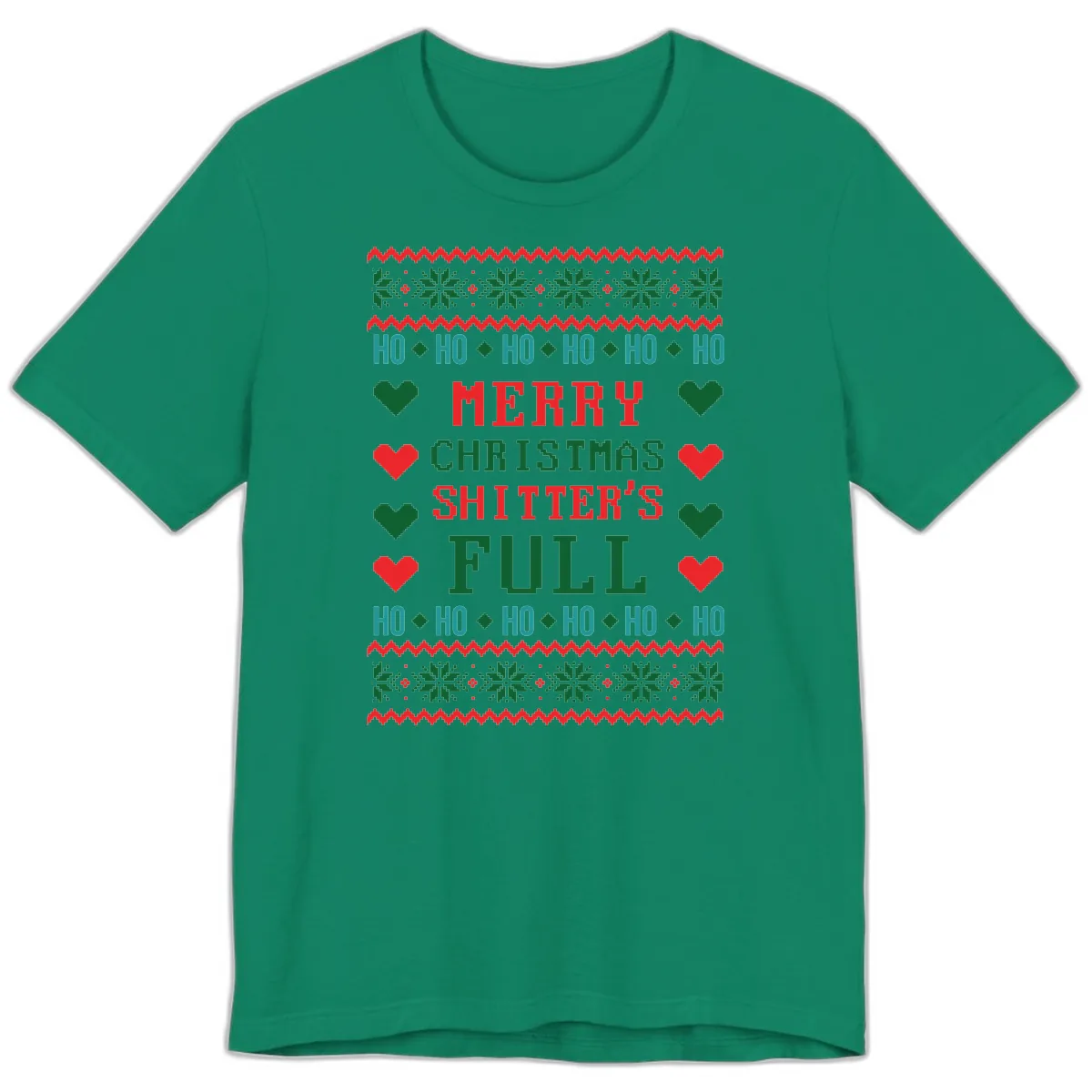 Merry Christmas Shitter's Full Ugly Sweater Premium T-Shirt in Kelly