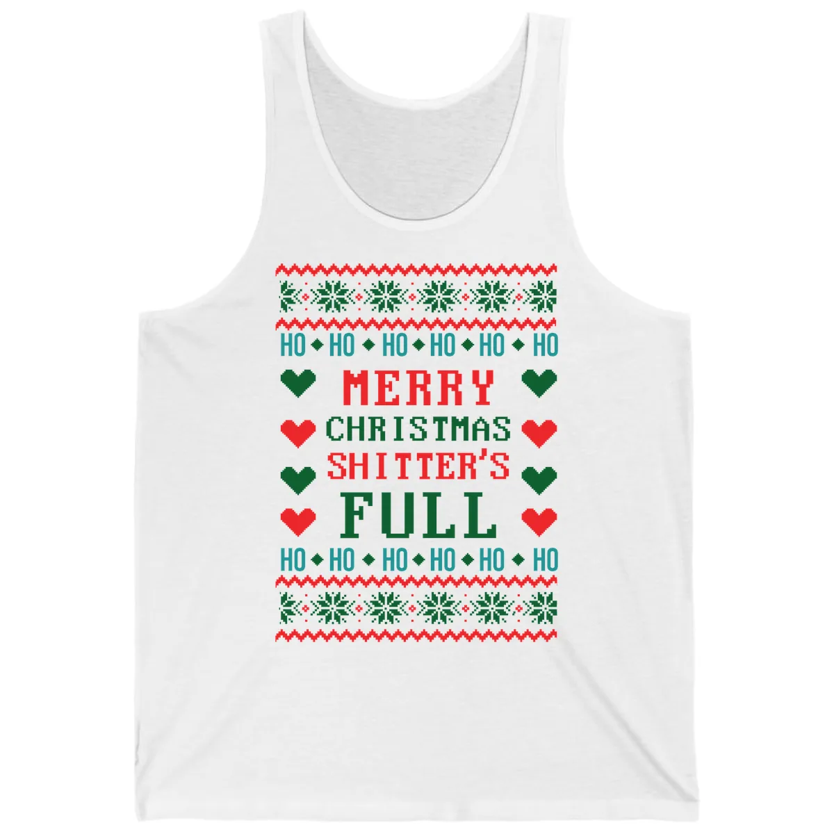 Merry Christmas Shitter's Full Ugly Sweater Tank in White