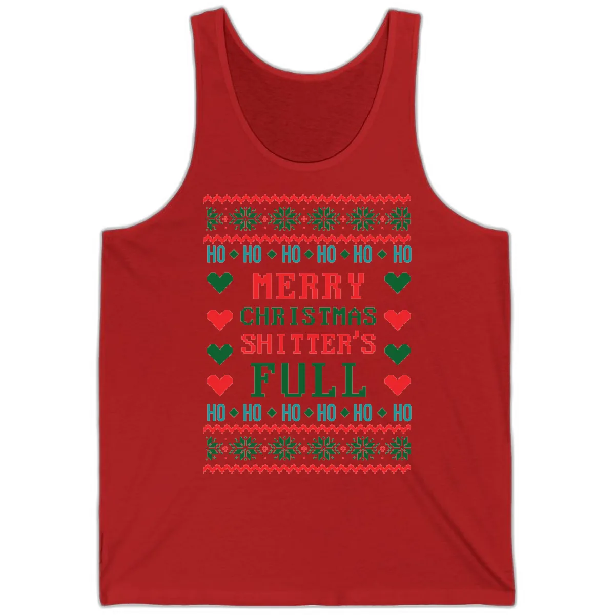 Merry Christmas Shitter's Full Ugly Sweater Tank in Red