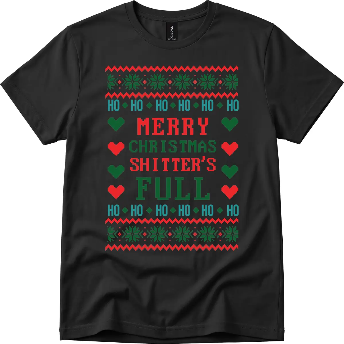 Merry Christmas Shitter's Full Ugly Sweater T-Shirt in Black