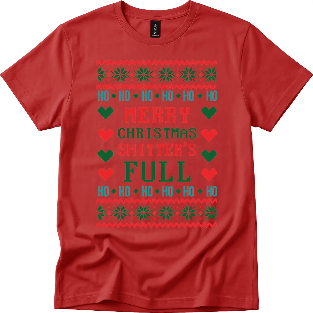 Merry Christmas Shitter's Full Ugly Sweater T-Shirt in Red