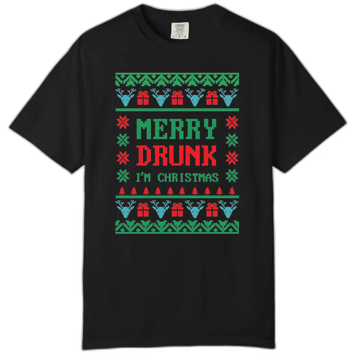 Merry Drunk I'm Christmas Ugly Sweater Comfort Color in Black