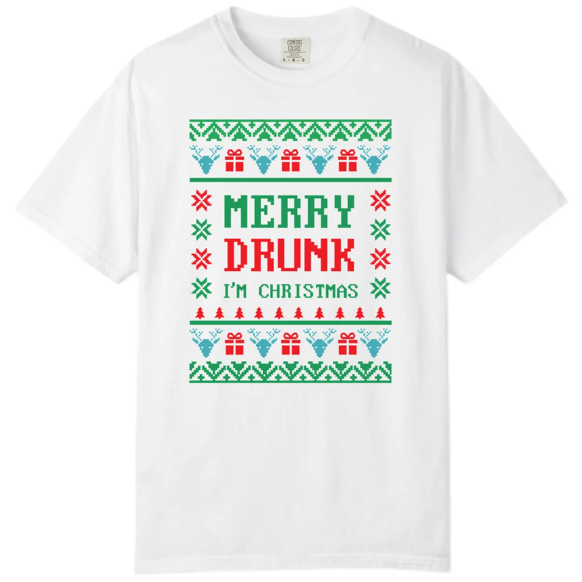 Merry Drunk I'm Christmas Ugly Sweater Comfort Color in White