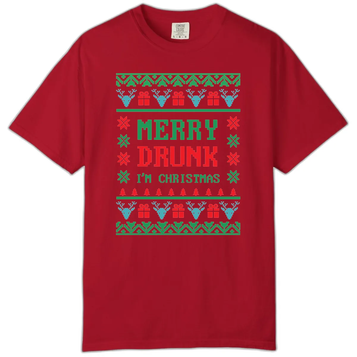 Merry Drunk I'm Christmas Ugly Sweater Comfort Color in Red
