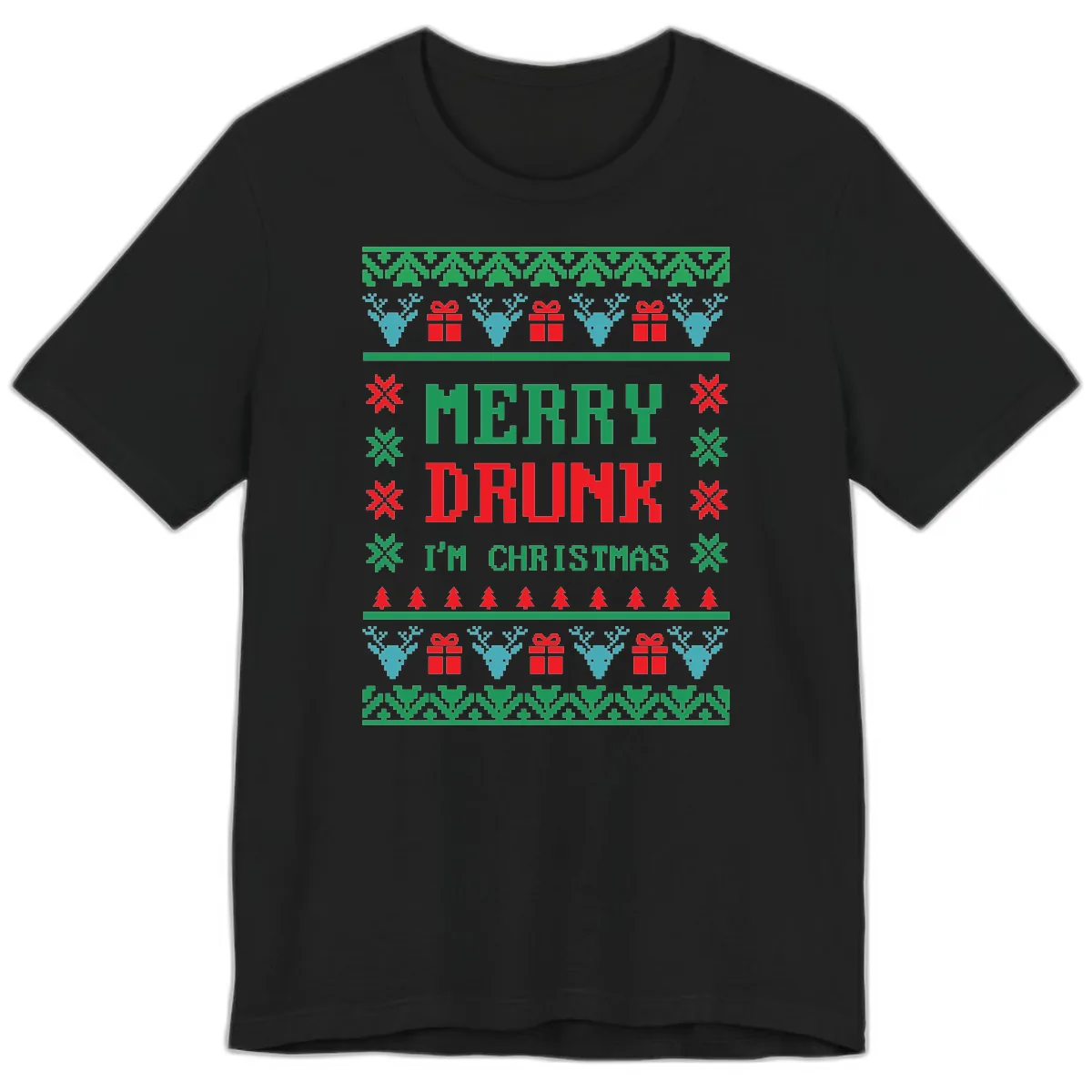 Merry Drunk I'm Christmas Ugly Sweater Premium T-Shirt in Black