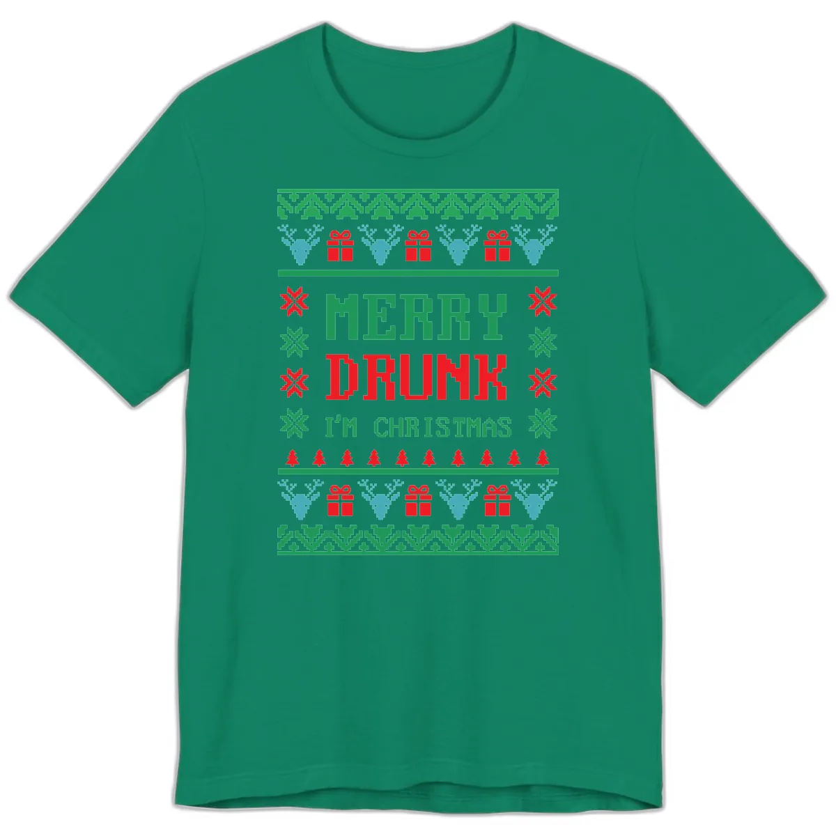 Merry Drunk I'm Christmas Ugly Sweater Premium T-Shirt in Kelly