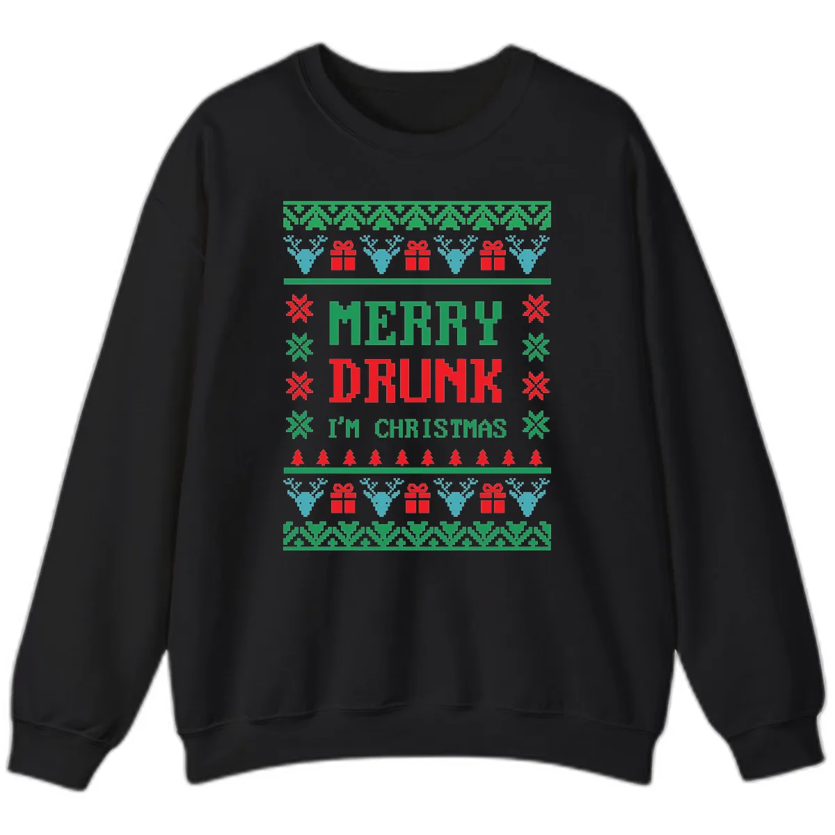 Merry Drunk I'm Christmas Ugly Sweater Sweatshirt in Black