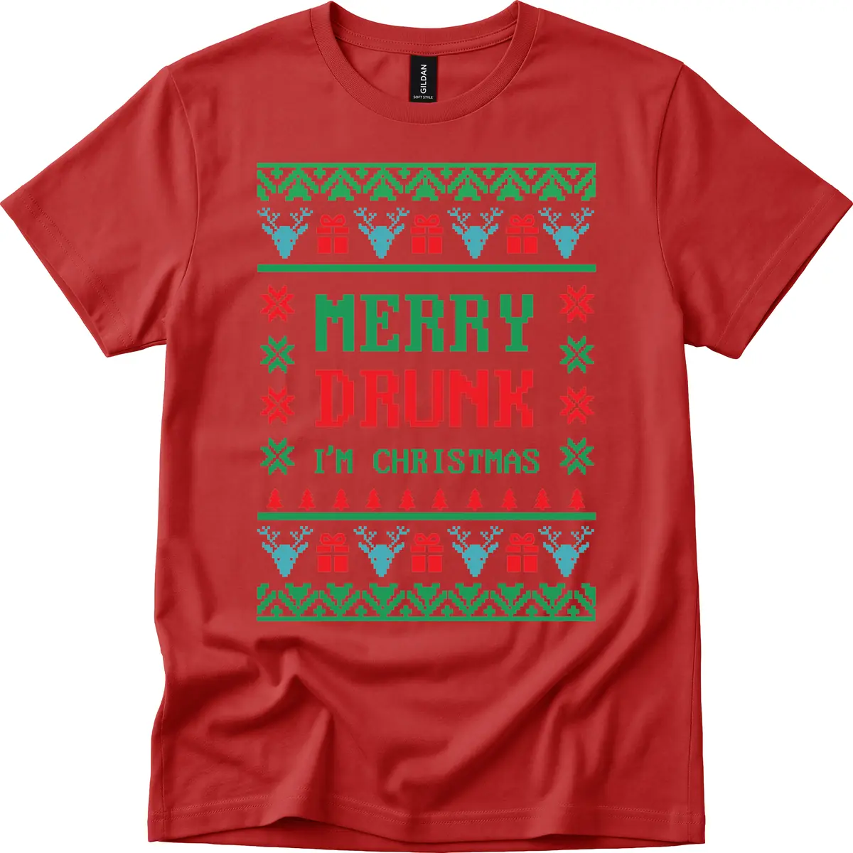 Merry Drunk I'm Christmas Ugly Sweater T-Shirt in Red