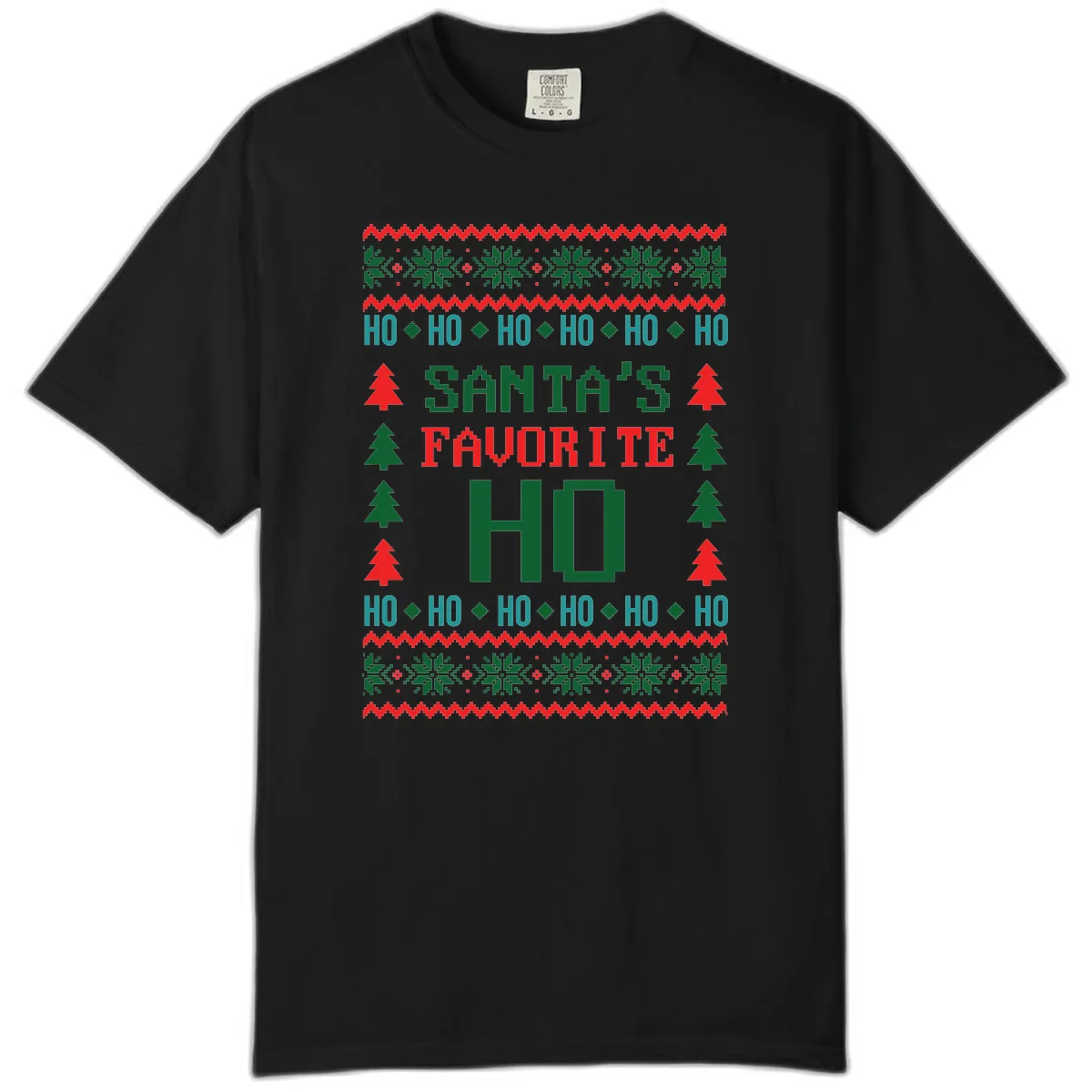 Santa's Favorite Ho Ugly Christmas Sweater Comfort Color in Black
