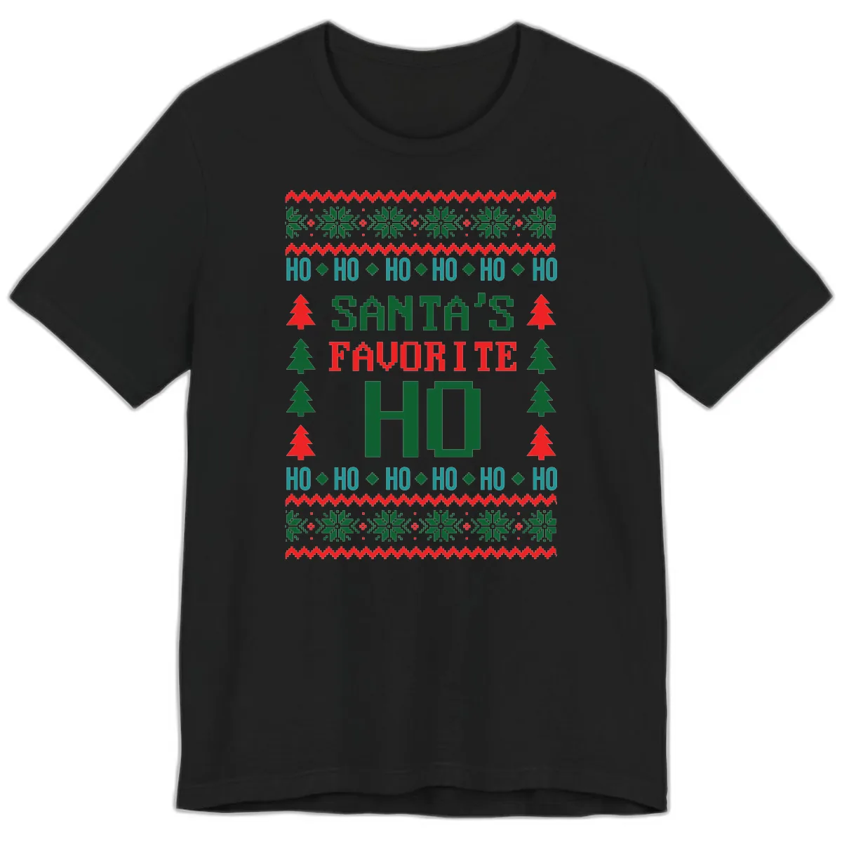Santa's Favorite Ho Ugly Christmas Sweater Premium T-Shirt in Black