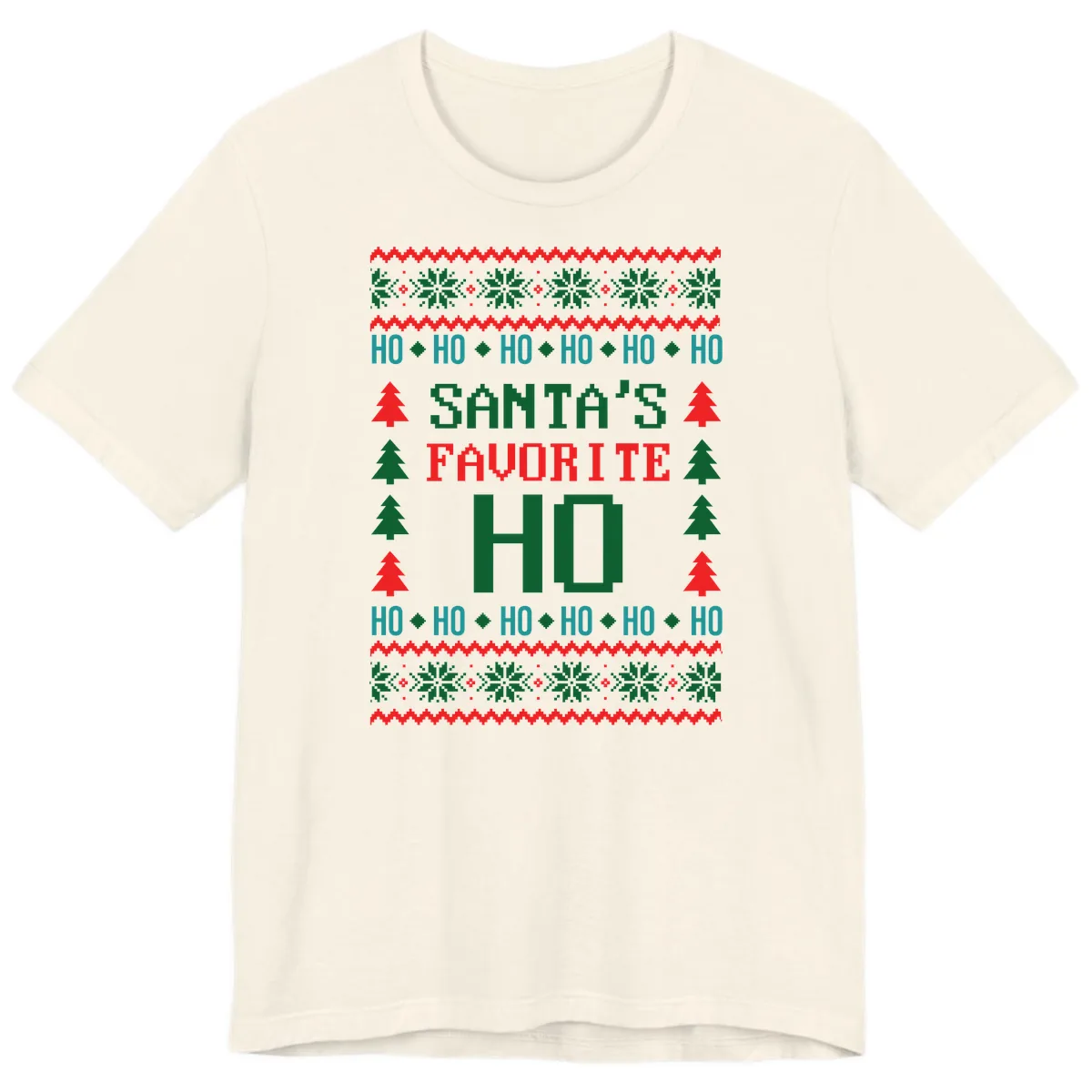 Santa's Favorite Ho Ugly Christmas Sweater Premium T-Shirt in Natural