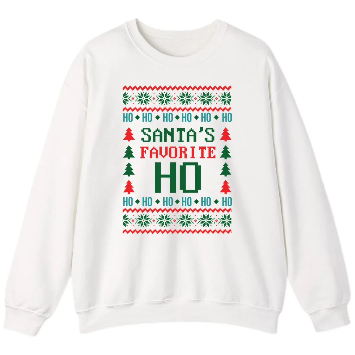 Santa's Favorite Ho Ugly Christmas Sweater Sweatshirt in White