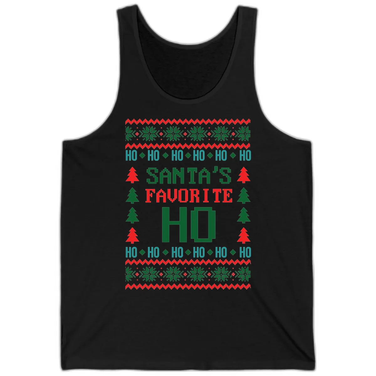 Santa's Favorite Ho Ugly Christmas Sweater Tank in Black