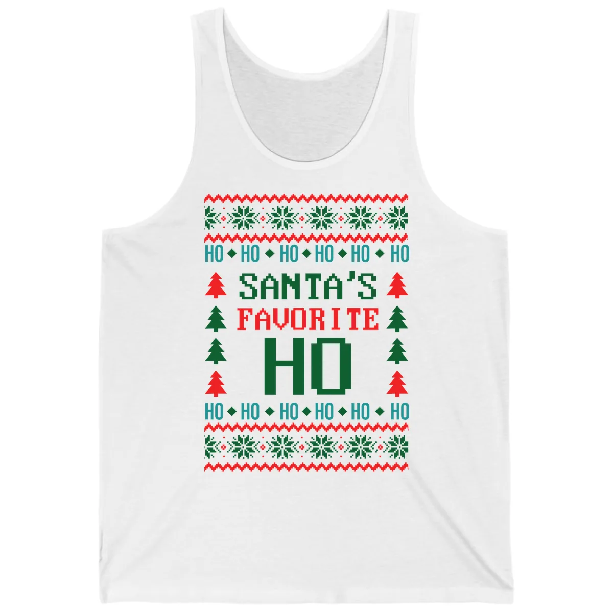Santa's Favorite Ho Ugly Christmas Sweater Tank in White
