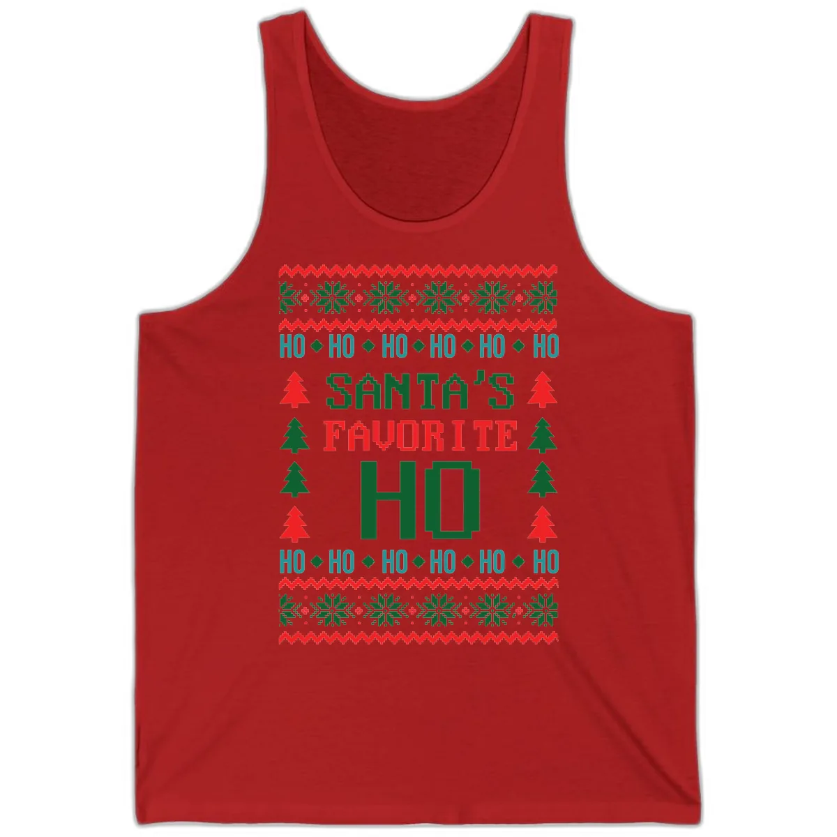 Santa's Favorite Ho Ugly Christmas Sweater Tank in Red