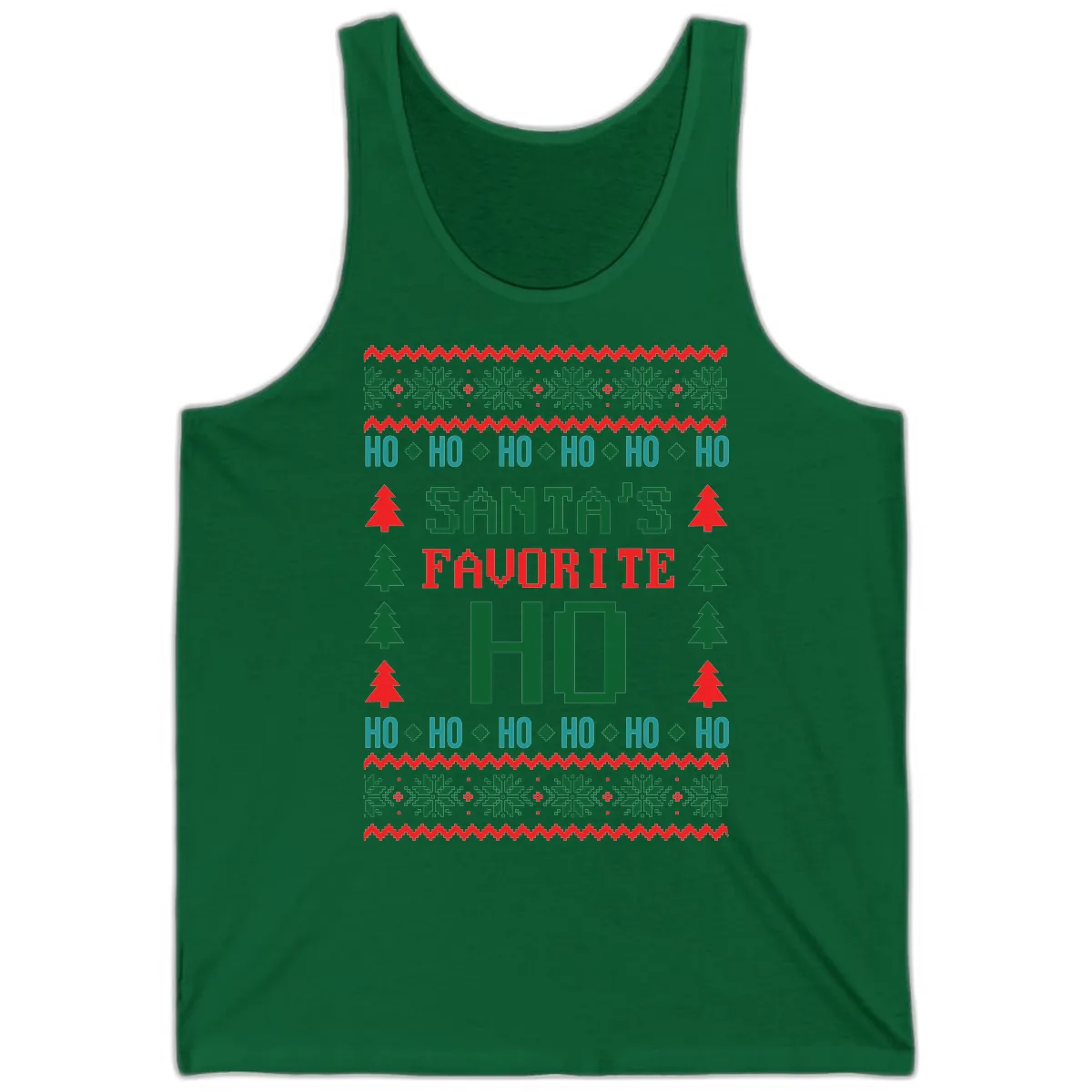 Santa's Favorite Ho Ugly Christmas Sweater Tank in Kelly