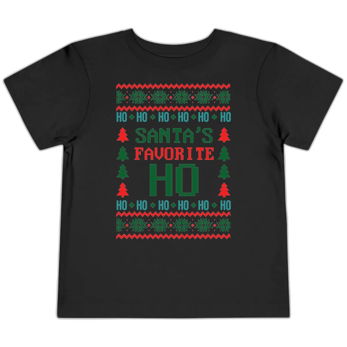 Santa's Favorite Ho Ugly Christmas Sweater Toddler T-Shirt in Black