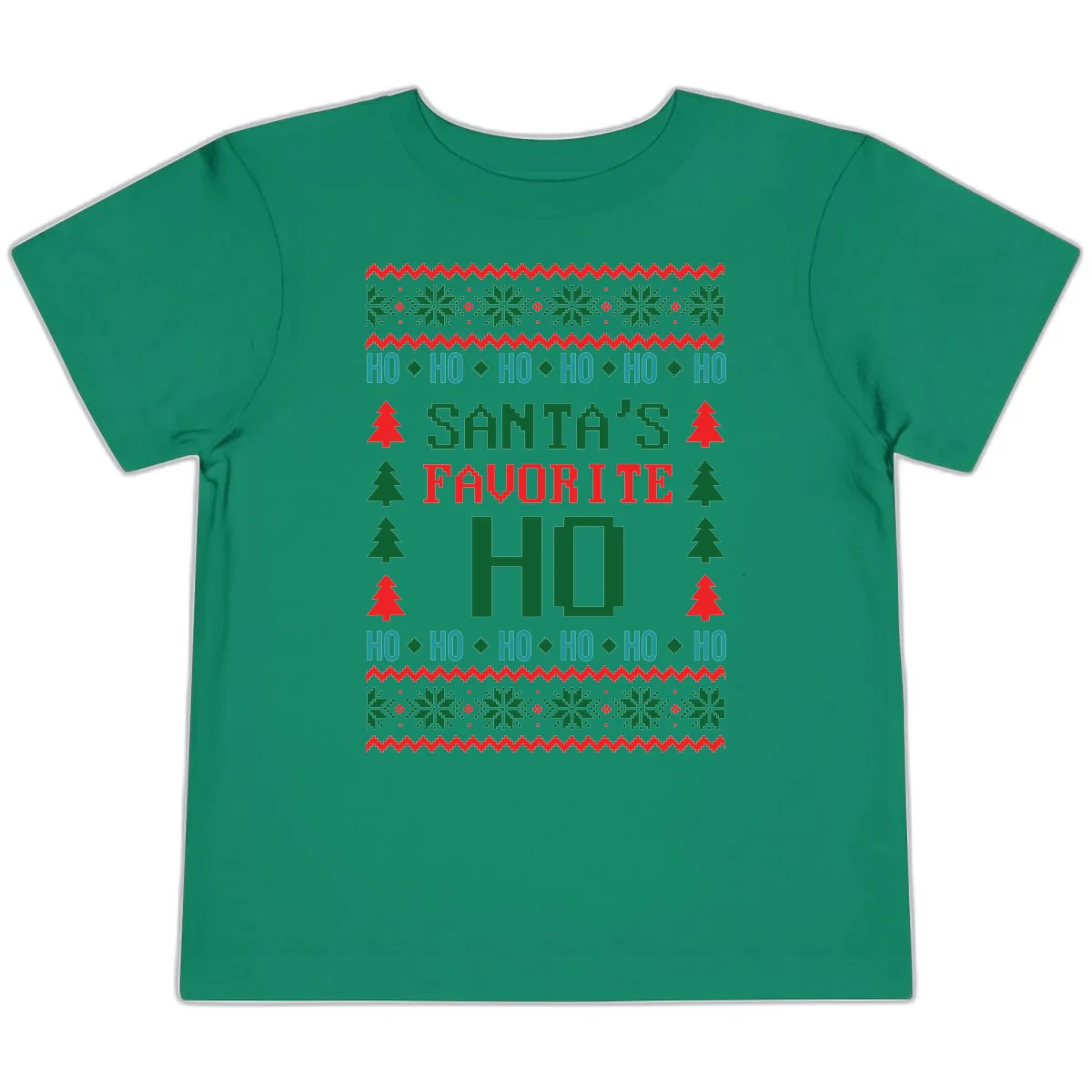 Santa's Favorite Ho Ugly Christmas Sweater Toddler T-Shirt in Kelly