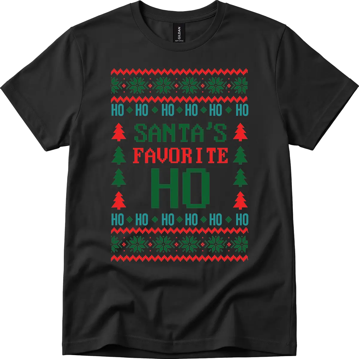Santa's Favorite Ho Ugly Christmas Sweater T-Shirt in Black