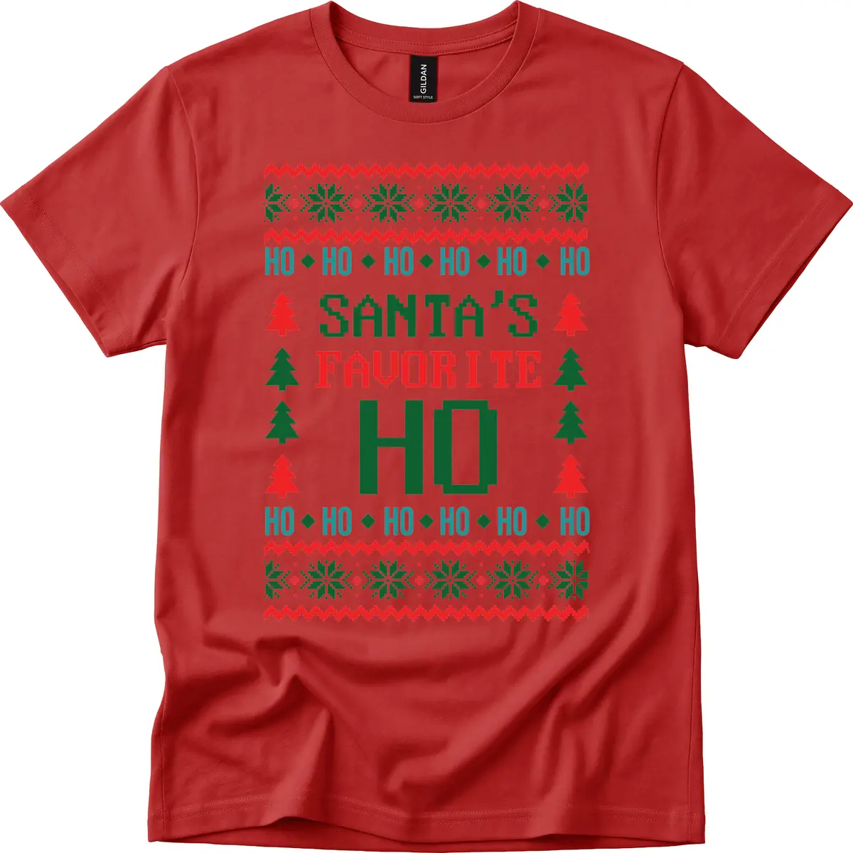 Santa's Favorite Ho Ugly Christmas Sweater T-Shirt in Red