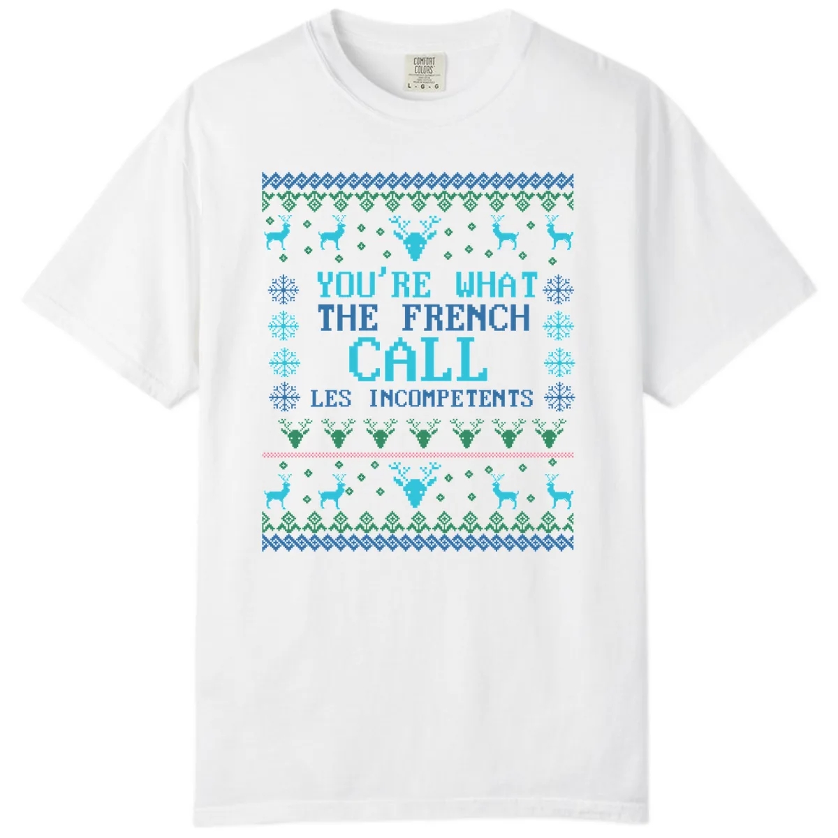 French Call Les Incompetents Ugly Sweater Comfort Color in White
