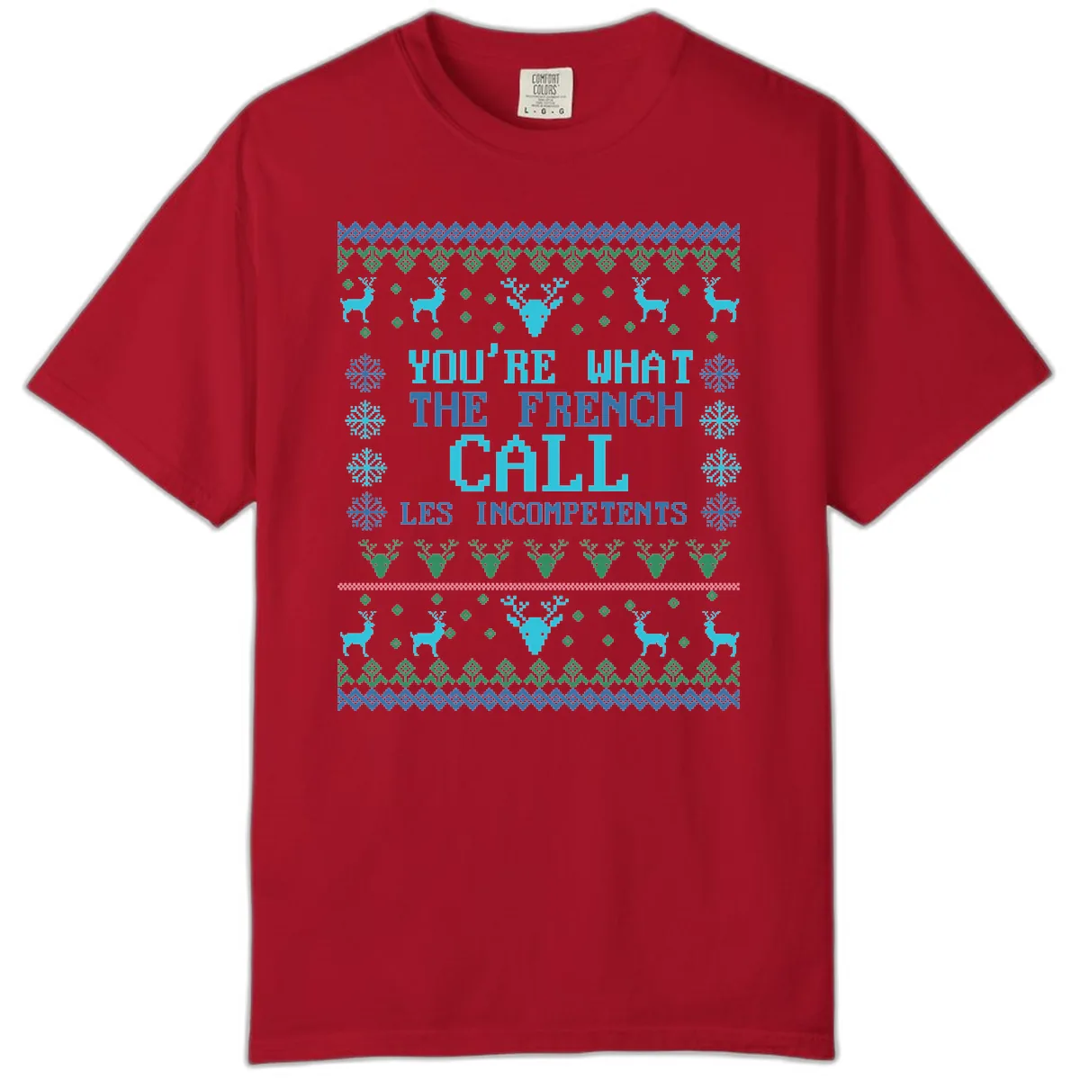 French Call Les Incompetents Ugly Sweater Comfort Color in Red