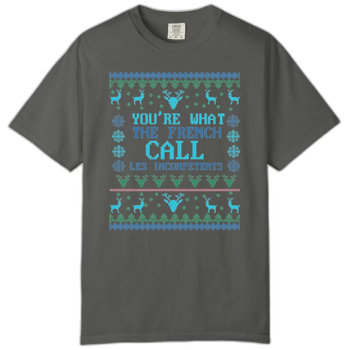 French Call Les Incompetents Ugly Sweater Comfort Color in Pepper