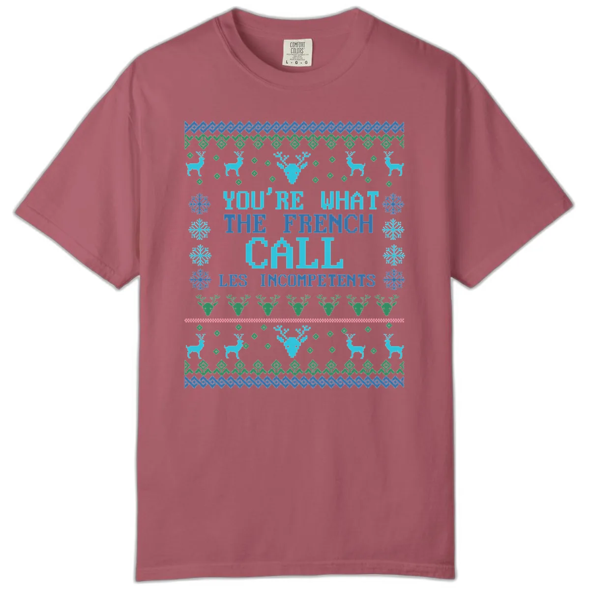 French Call Les Incompetents Ugly Sweater Comfort Color in Crimson