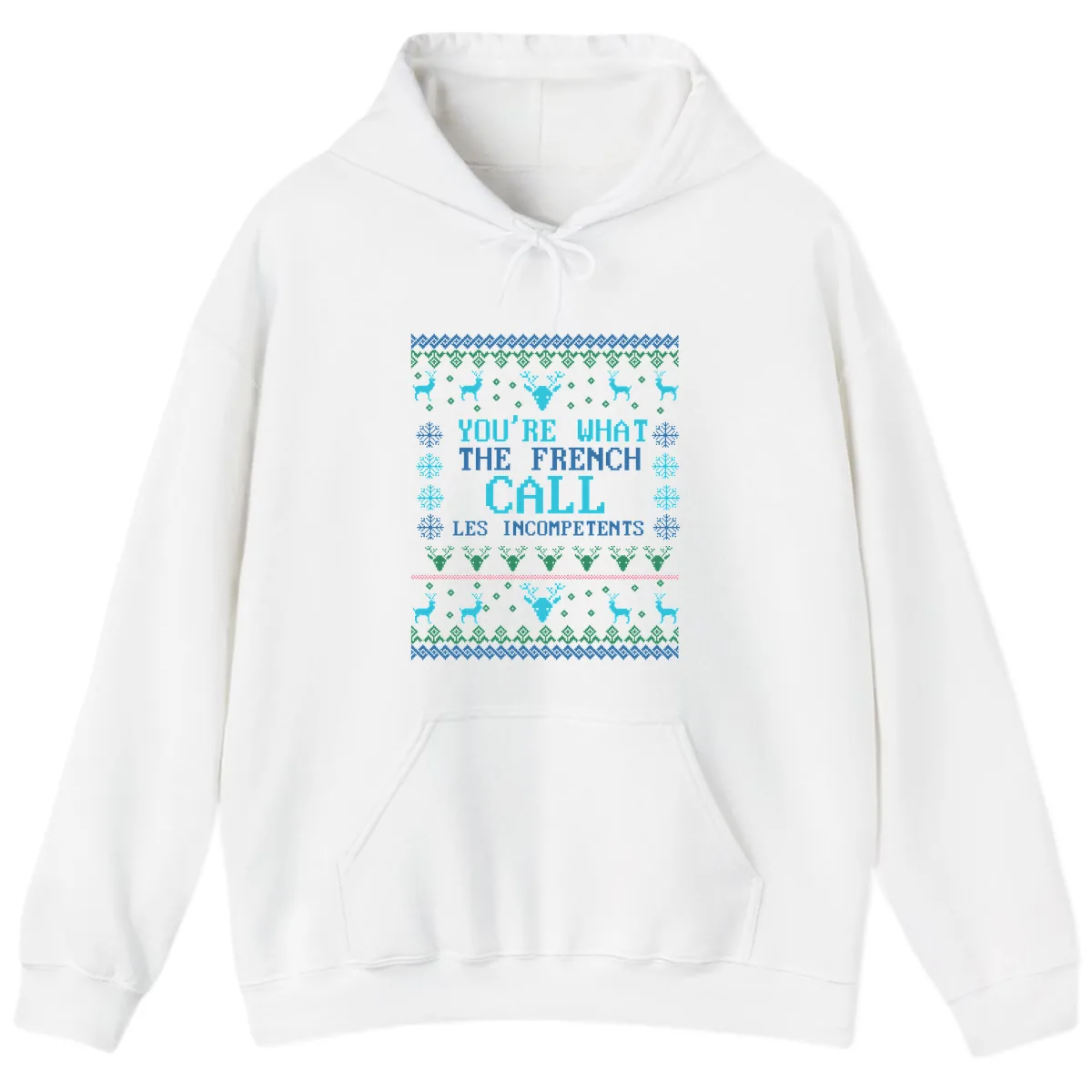 French Call Les Incompetents Ugly Sweater Hoodie in White