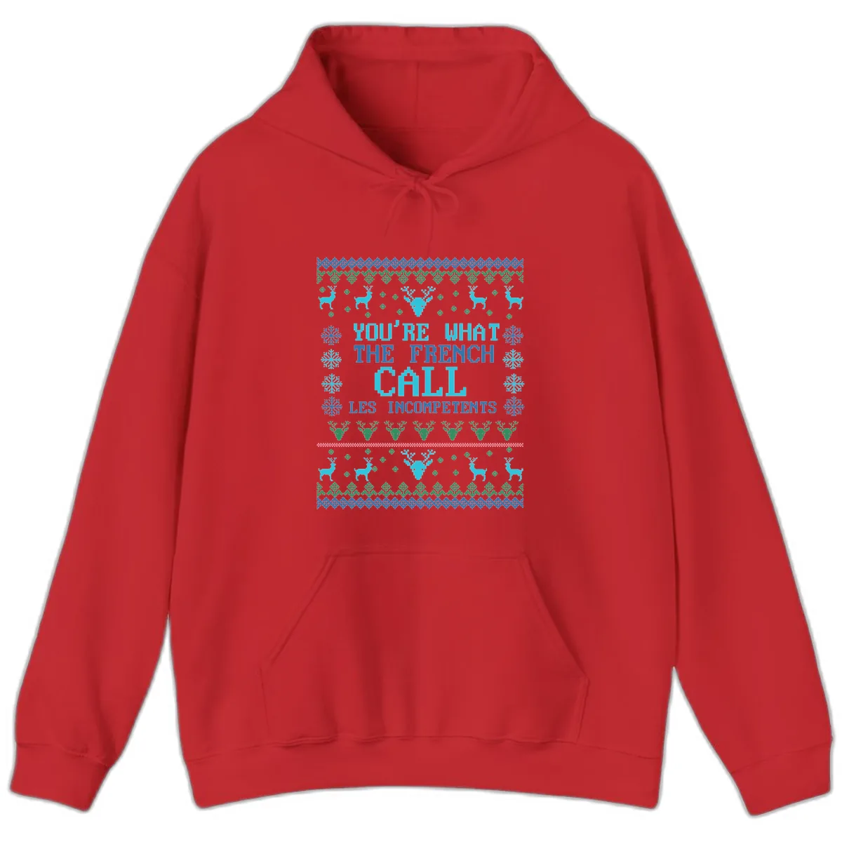 French Call Les Incompetents Ugly Sweater Hoodie in Red