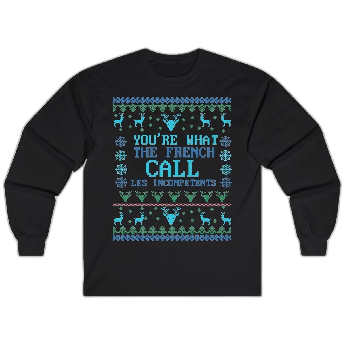 French Call Les Incompetents Ugly Sweater Long Sleeve in Black