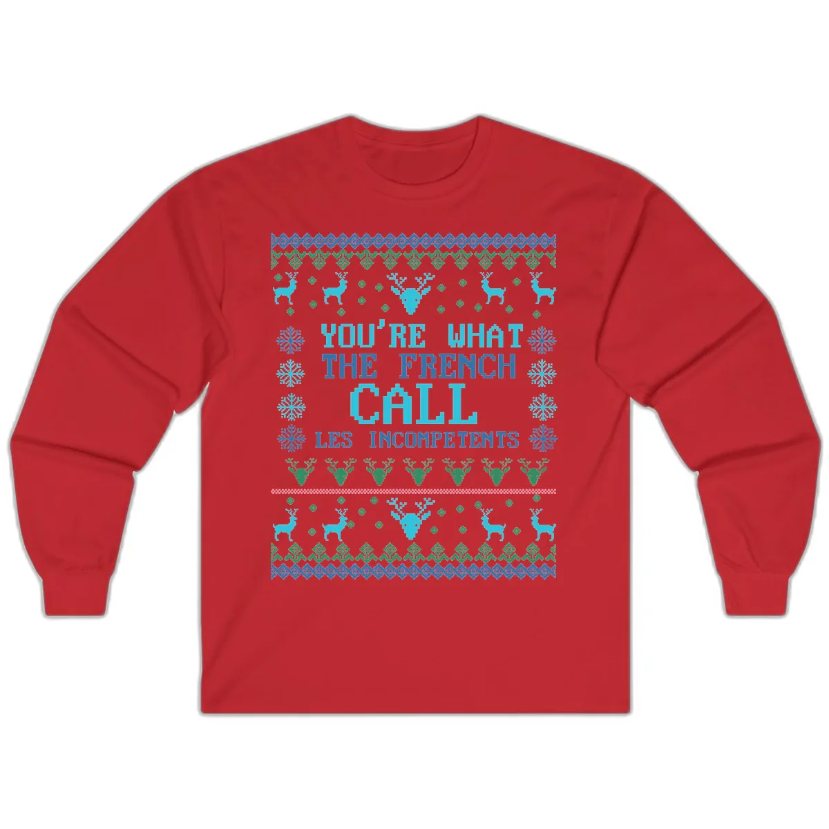 French Call Les Incompetents Ugly Sweater Long Sleeve in Red