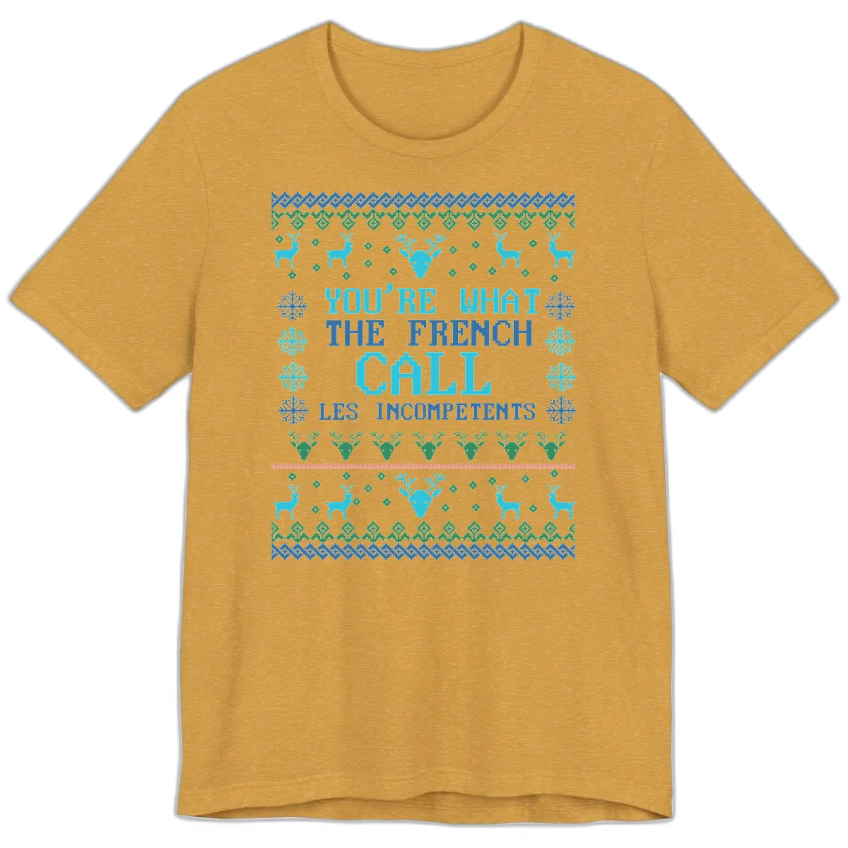 French Call Les Incompetents Ugly Sweater Premium T-Shirt in Heather Mustard