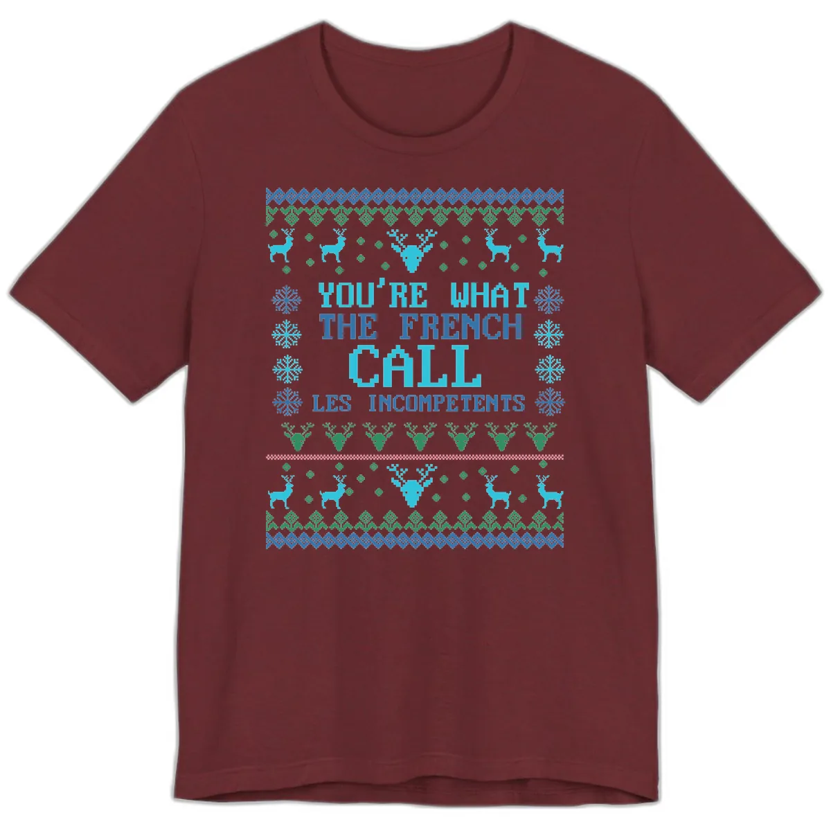 French Call Les Incompetents Ugly Sweater Premium T-Shirt in Heather Cardinal