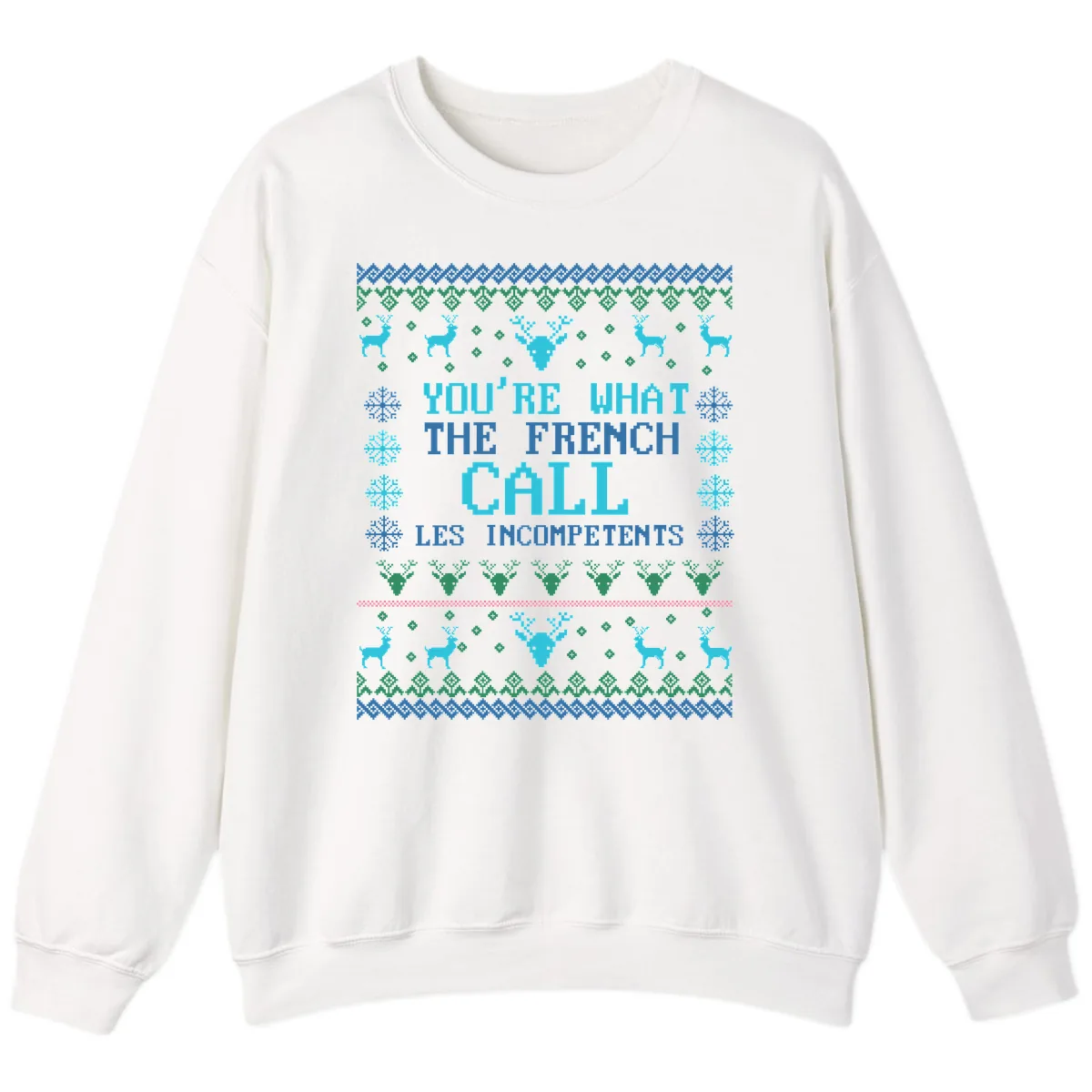 French Call Les Incompetents Ugly Sweater Sweatshirt in White