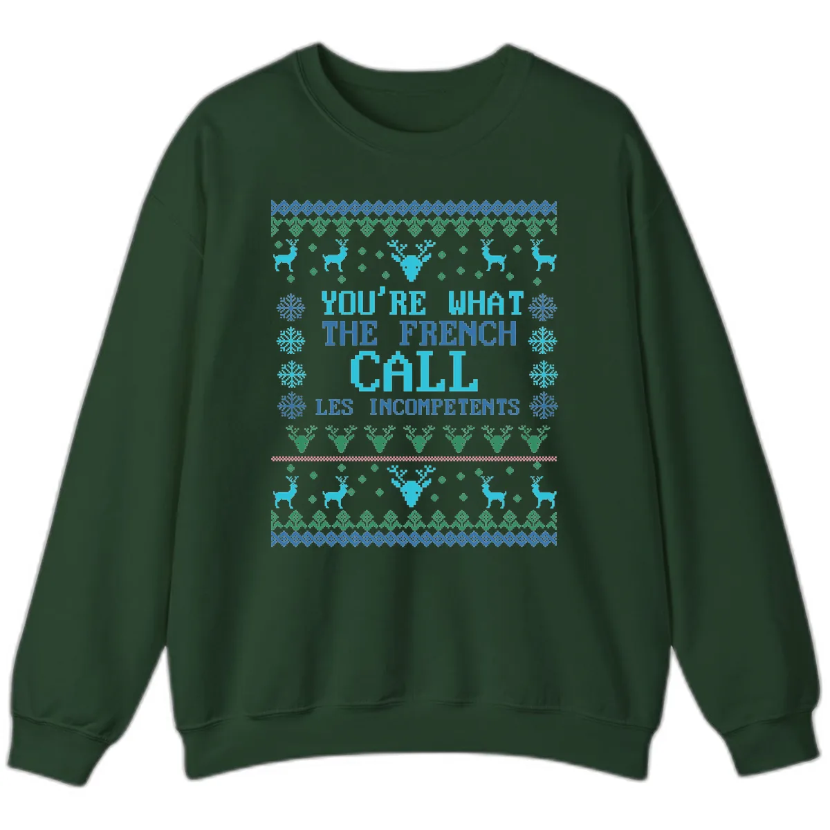 French Call Les Incompetents Ugly Sweater Sweatshirt in Forest Green