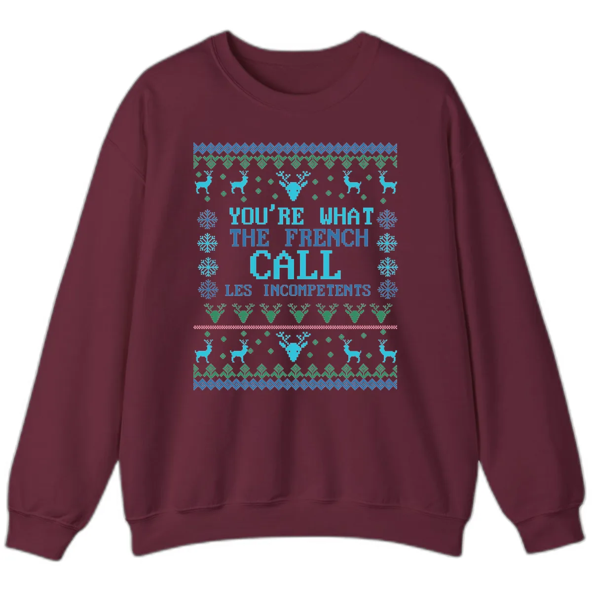 French Call Les Incompetents Ugly Sweater Sweatshirt in Maroon