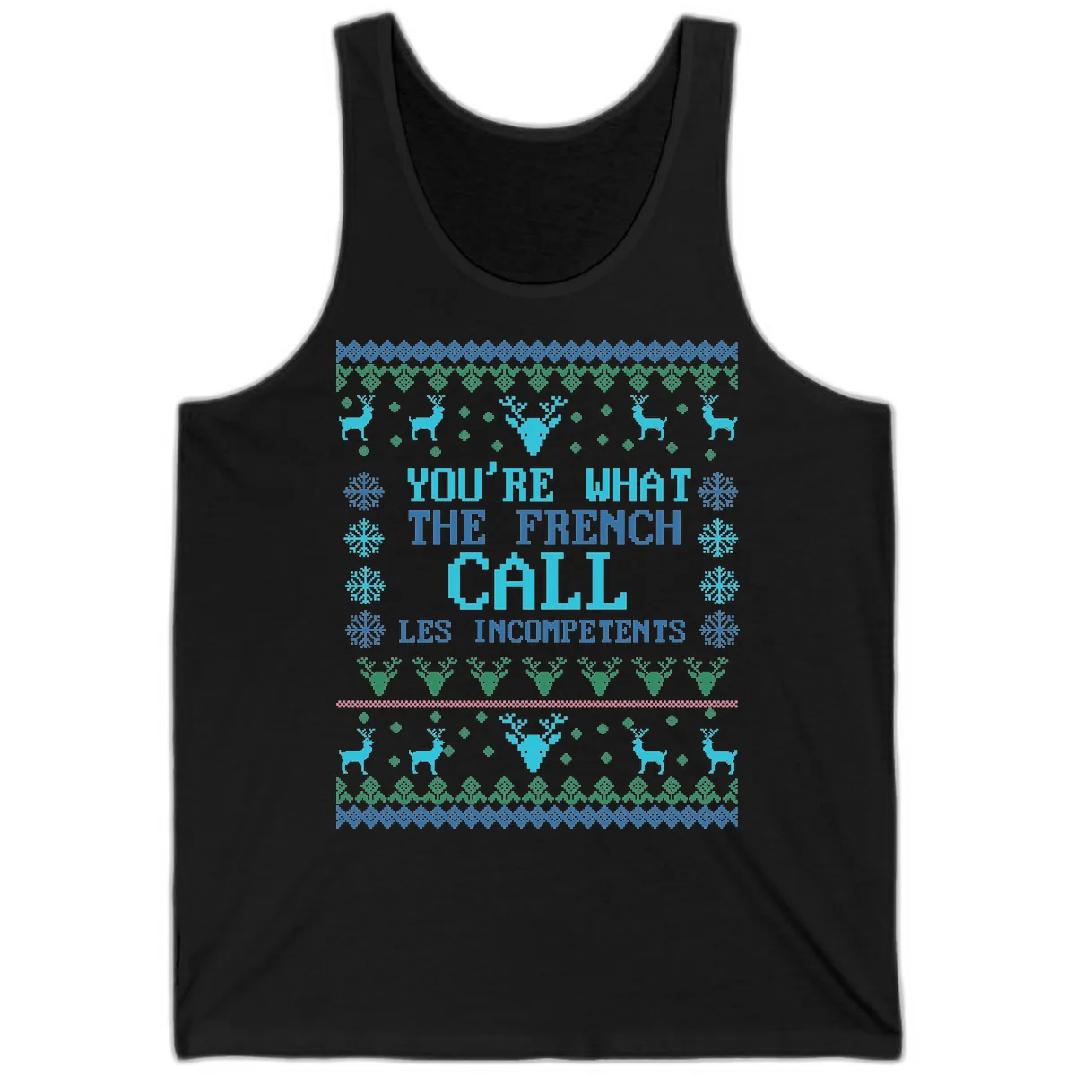 French Call Les Incompetents Ugly Sweater Tank in Black
