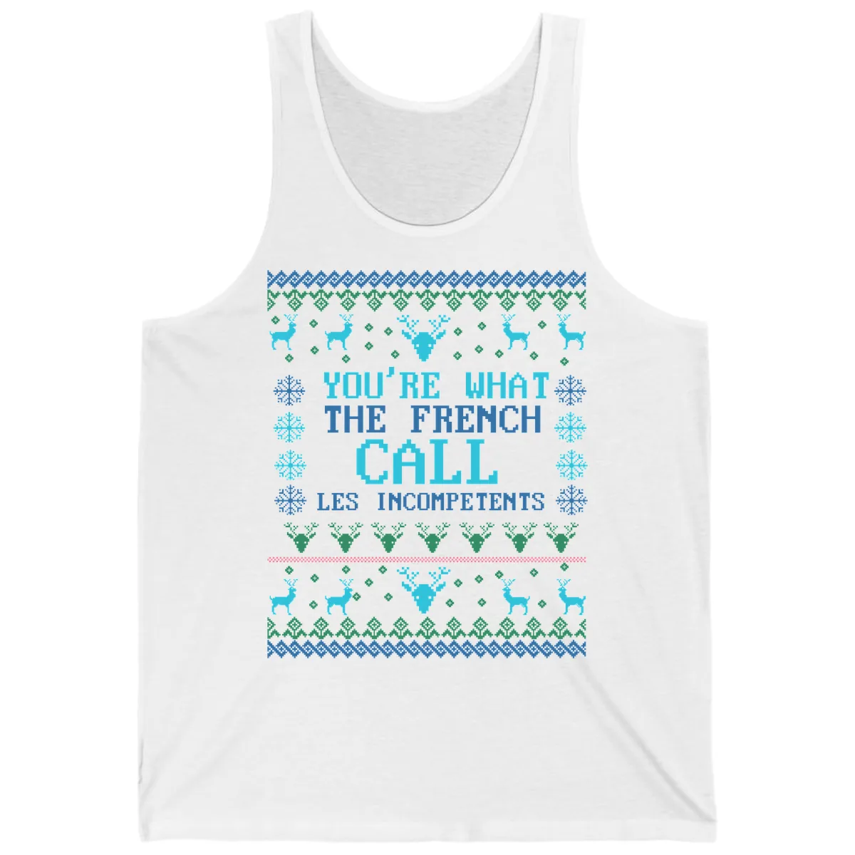 French Call Les Incompetents Ugly Sweater Tank in White