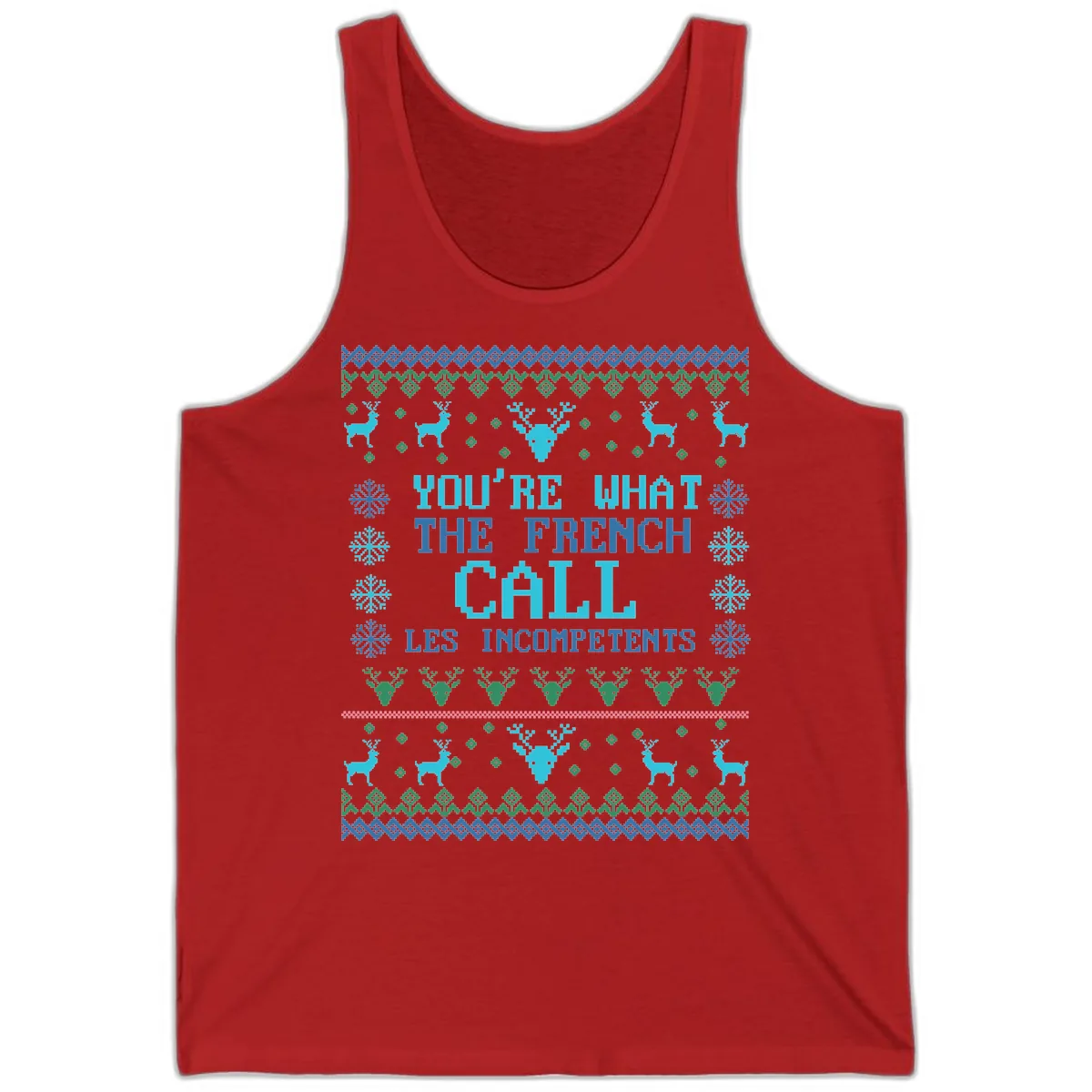 French Call Les Incompetents Ugly Sweater Tank in Red