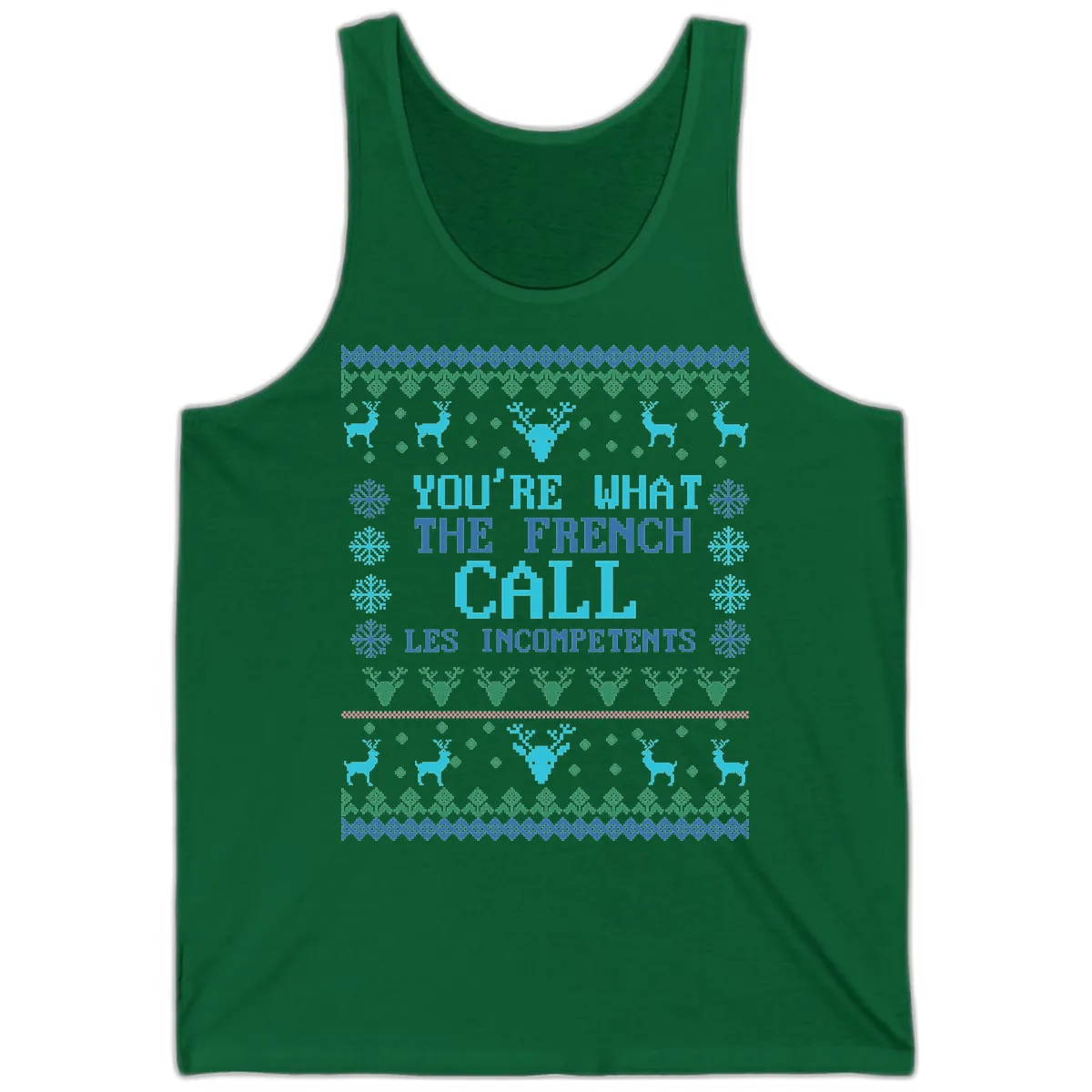 French Call Les Incompetents Ugly Sweater Tank in Kelly