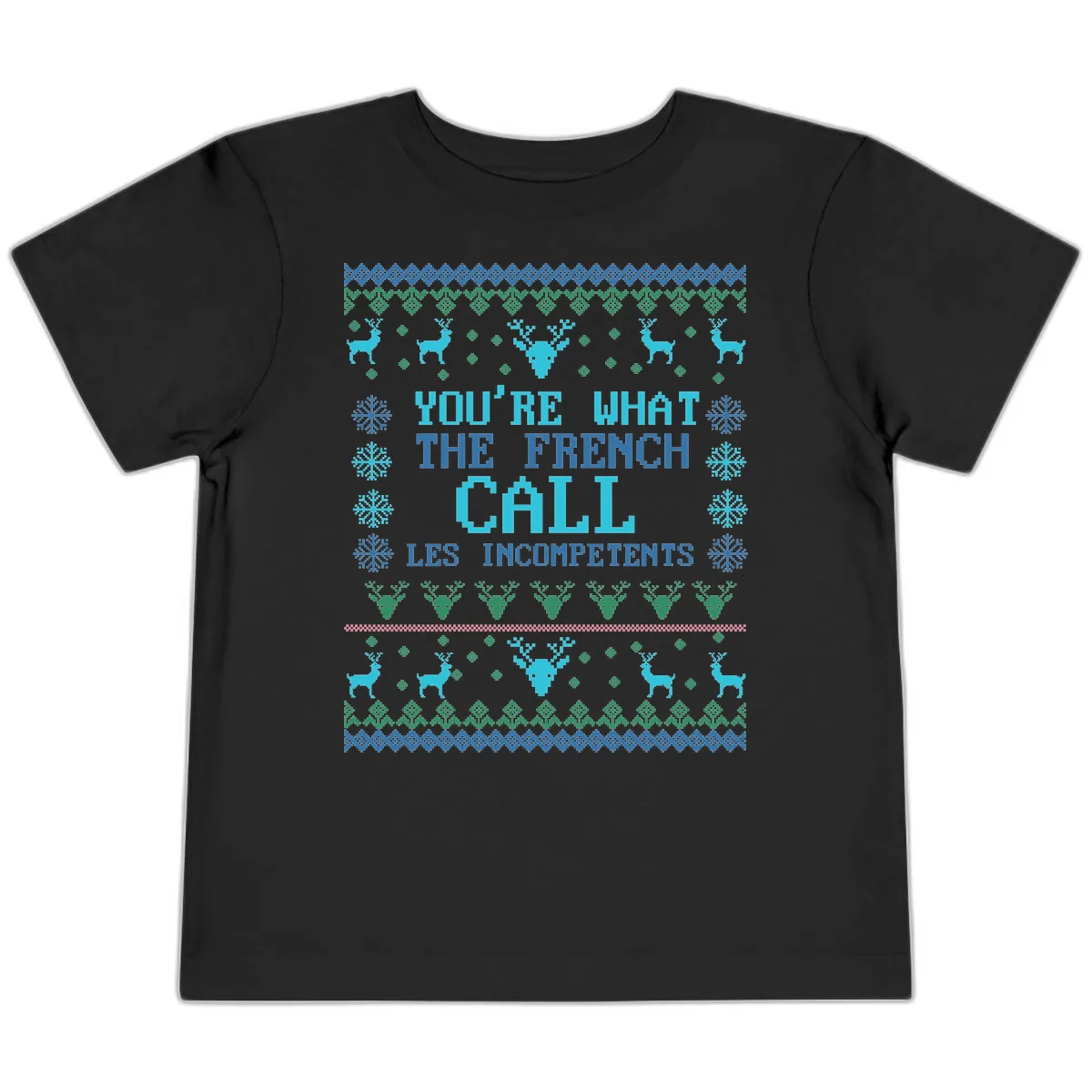 French Call Les Incompetents Ugly Sweater Toddler T-Shirt in Black