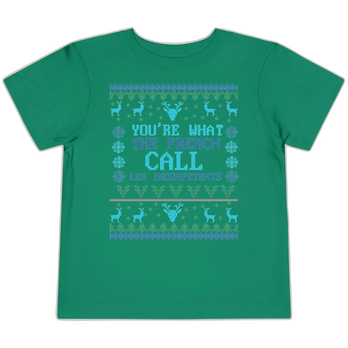 French Call Les Incompetents Ugly Sweater Toddler T-Shirt in Kelly