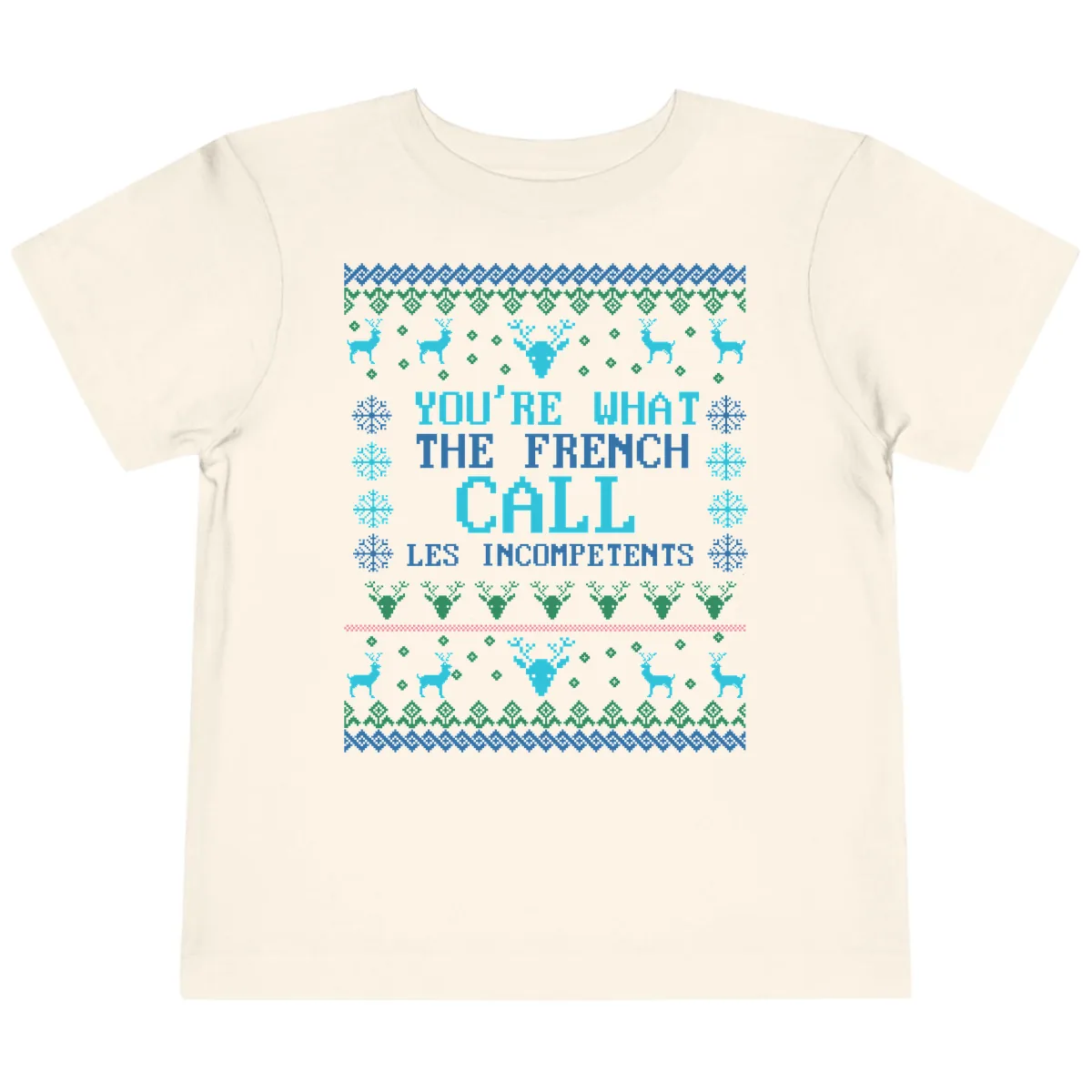 French Call Les Incompetents Ugly Sweater Toddler T-Shirt in Natural