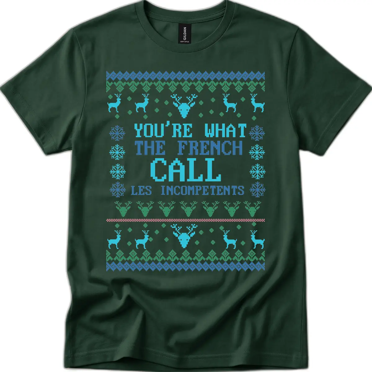 French Call Les Incompetents Ugly Sweater T-Shirt in Forest Green
