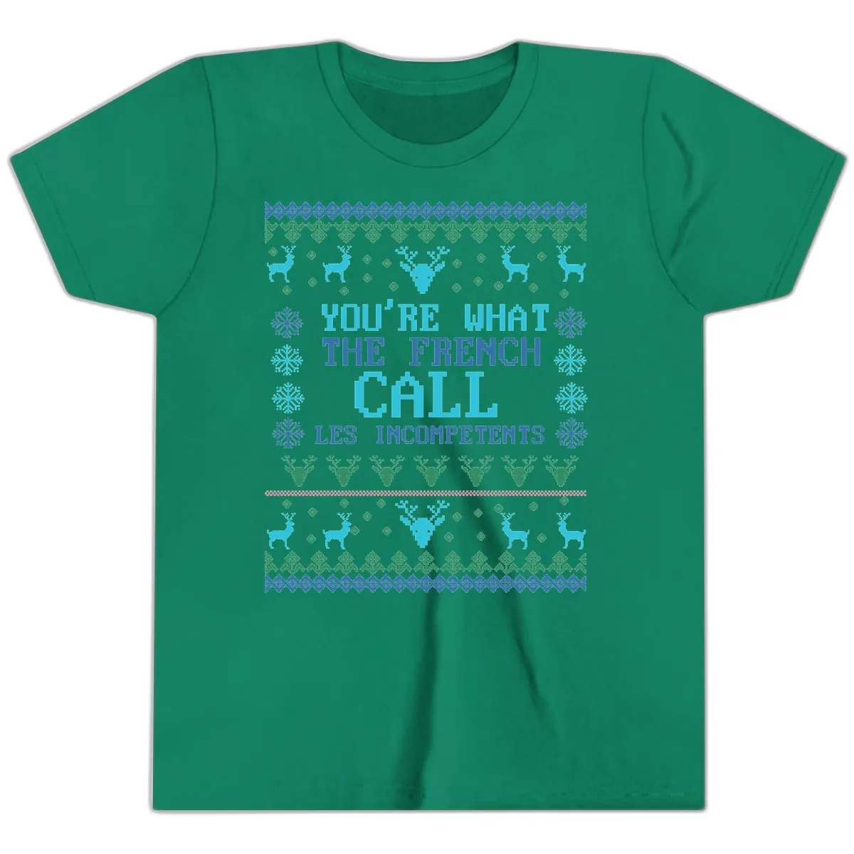 French Call Les Incompetents Ugly Sweater Youth T-Shirt in Kelly