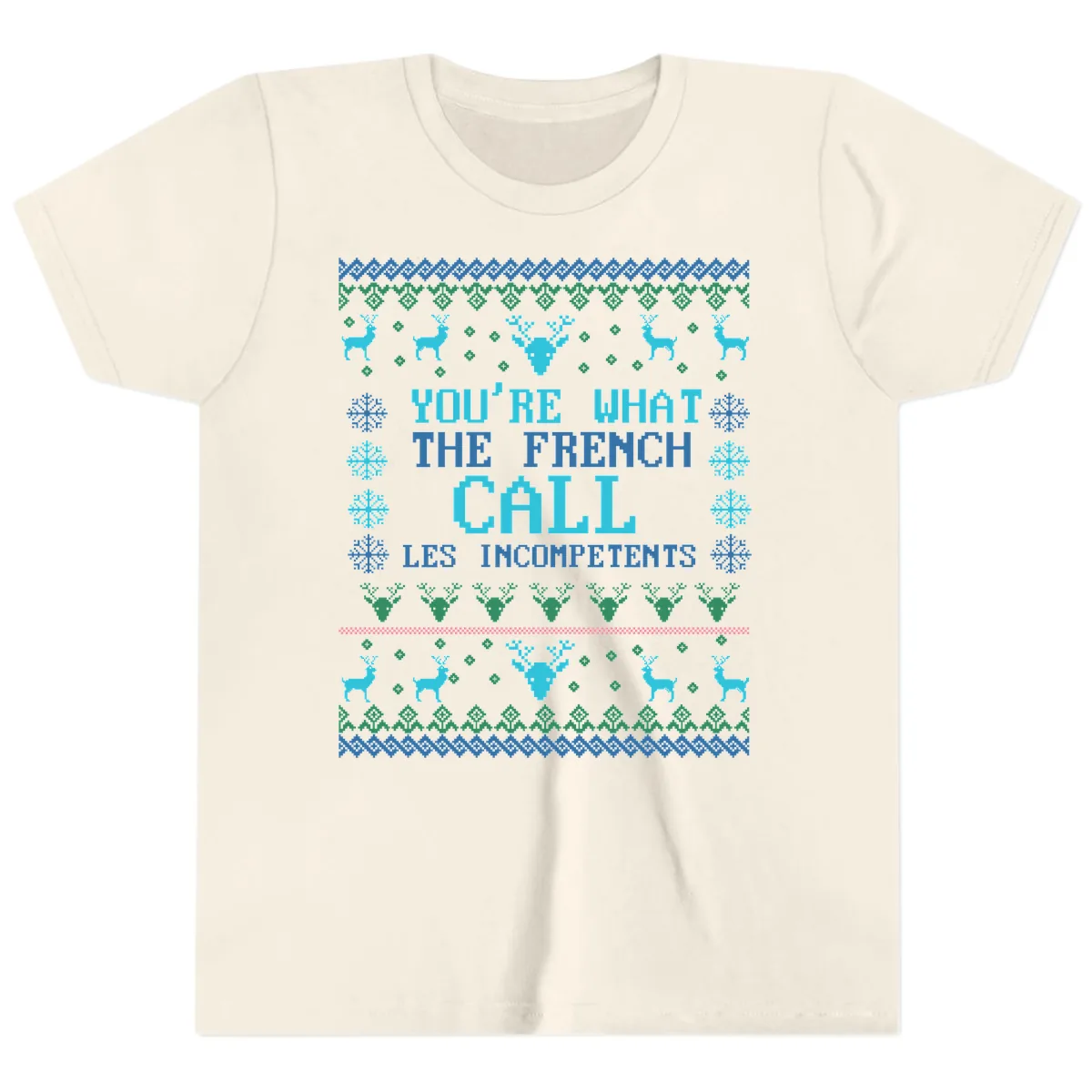 French Call Les Incompetents Ugly Sweater Youth T-Shirt in Natural