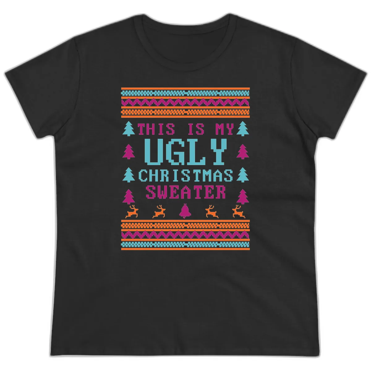 This Is My Ugly Christmas Sweater Ladies Tee in Black
